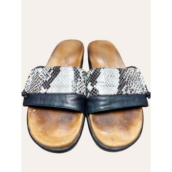 Gentle Souls Black Snake Print Leather Slip On Open Toe Slide Sandals Size 8 - Picture 4 of 8